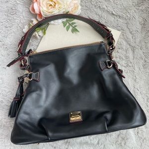 Black Leather Tassel Shoulder Bag